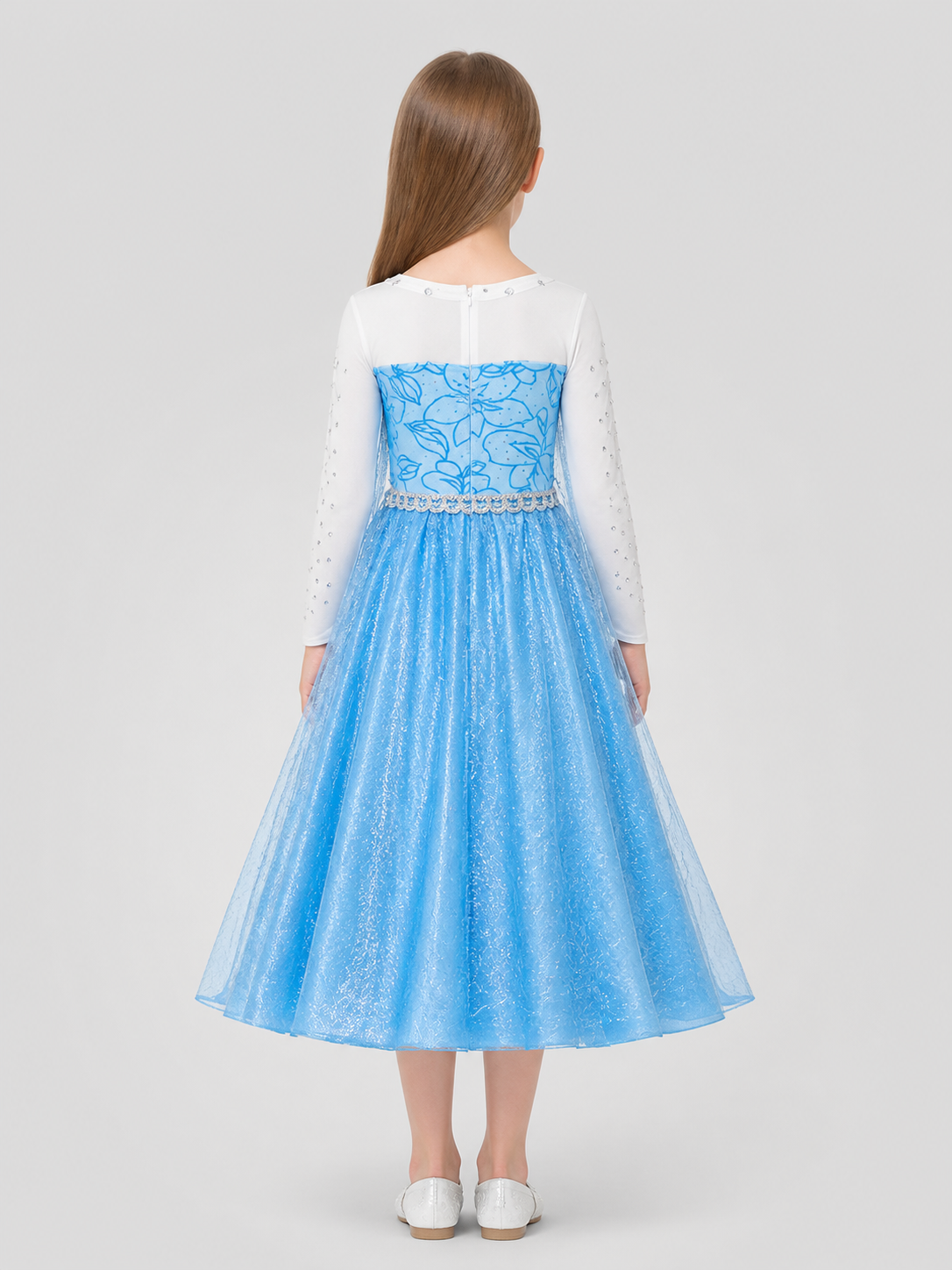 Elsa Princess Dress with Sequins and Tulle Skirt back view