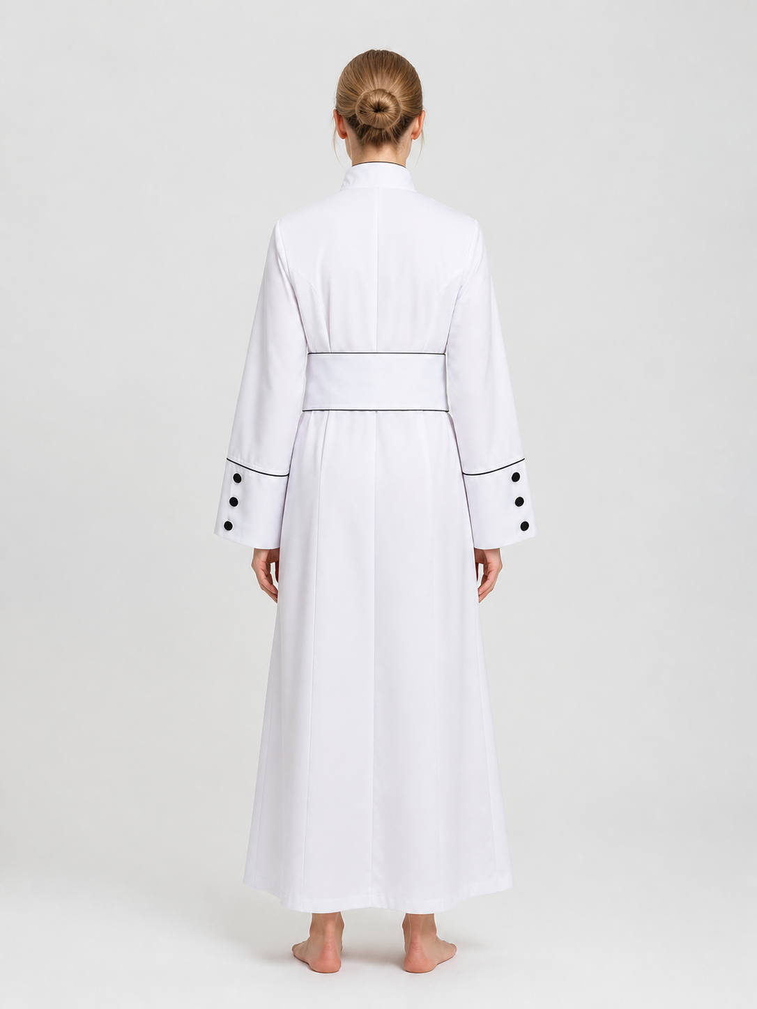 White Priest's Cassock with Black Crosses for Carnival back view