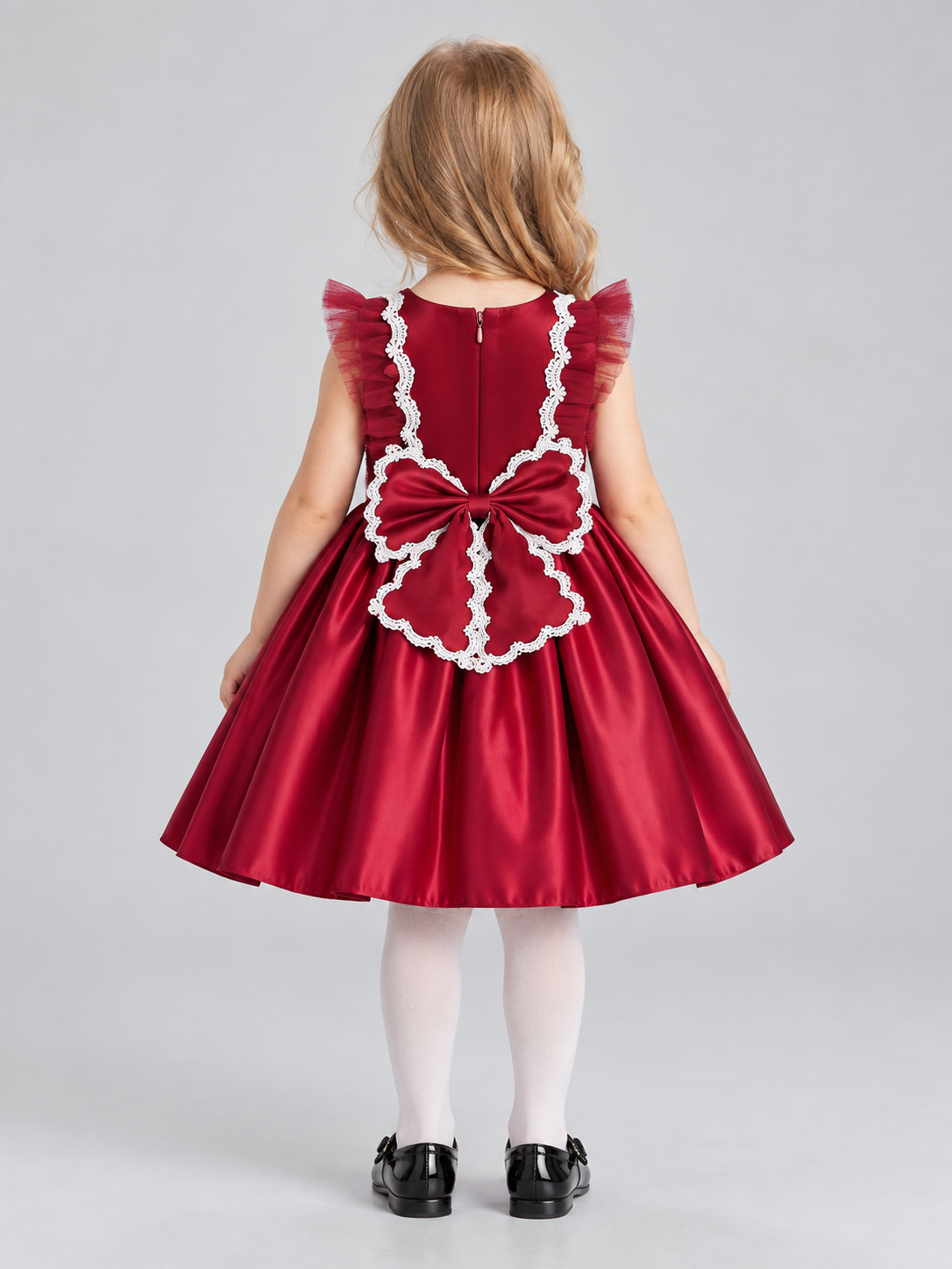 Burgundy Lace Girls' Party Dress