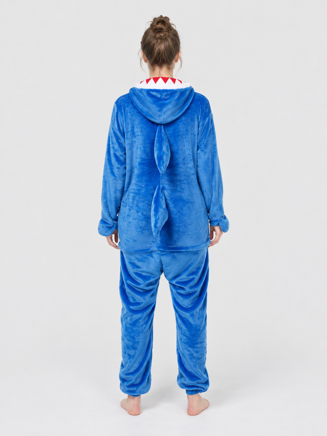Blue Hooded Jumpsuit Pajama with White Insert