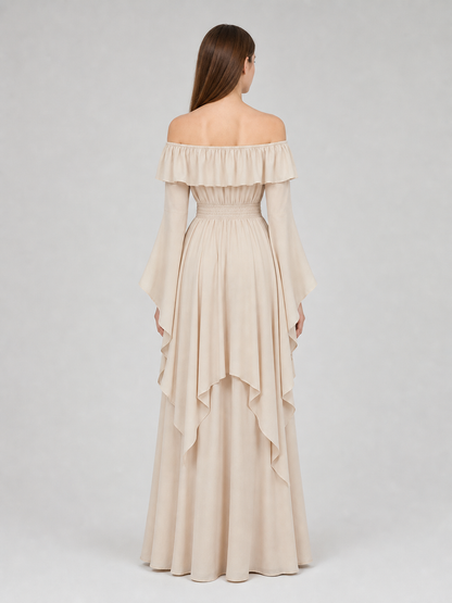 Off-the-Shoulder Ruffled Maxi Dress