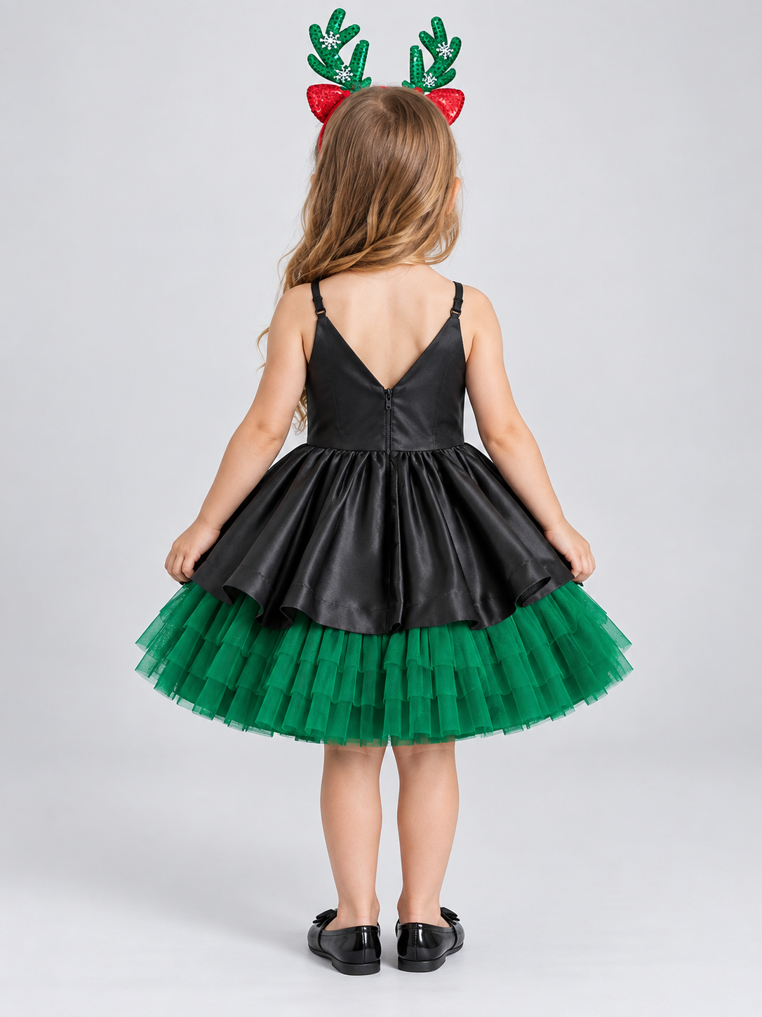 Kids' Party Dress with Bow and Mesh Skirt