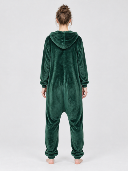 Hooded Pajama Jumpsuit, Dark Green