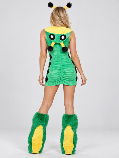 Caterpillar Costume with Hood and Leg Warmers