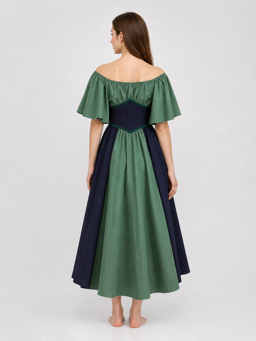 Off-the-Shoulder Dress with Sleeves and Lacing