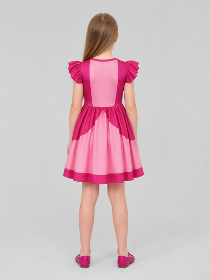 Super Mario Costume Dress with Emblem and Full Skirt back view