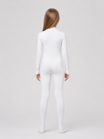White Form-Fitting Unisex Halloween Jumpsuit back view
