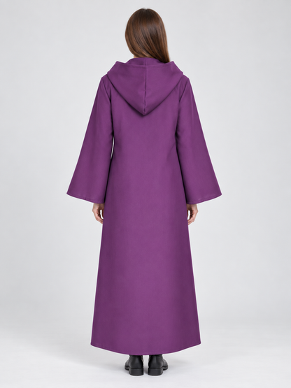 Long Purple Hooded Cloak Cape for Carnival
