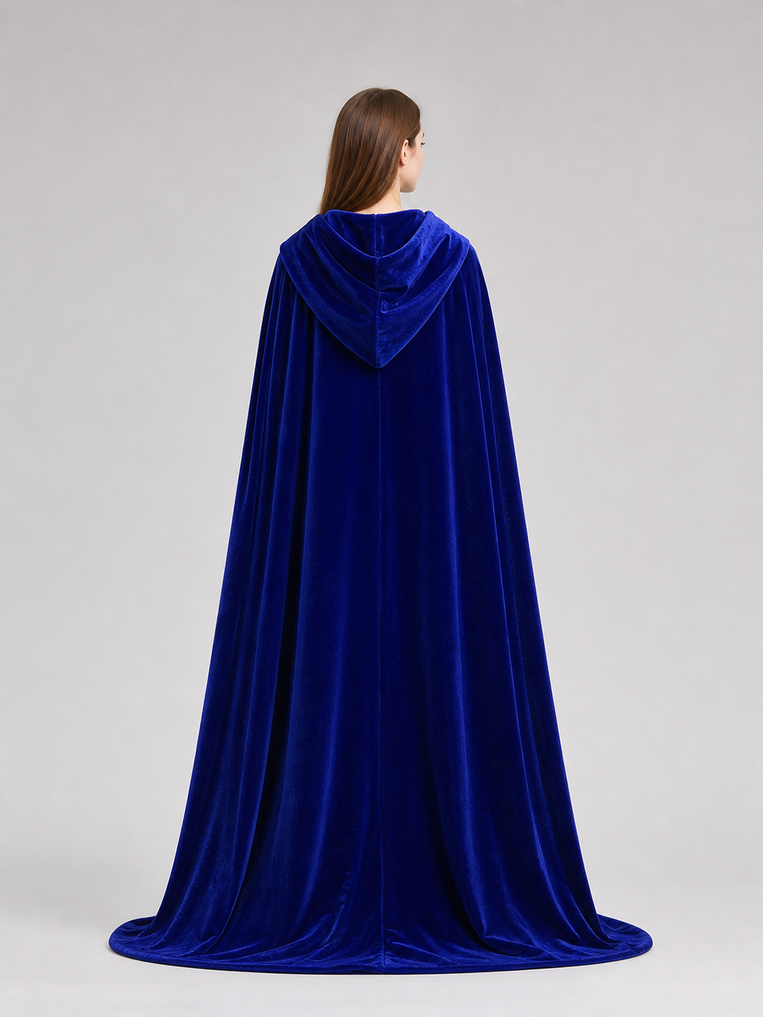 Long Blue Hooded Carnival Cape