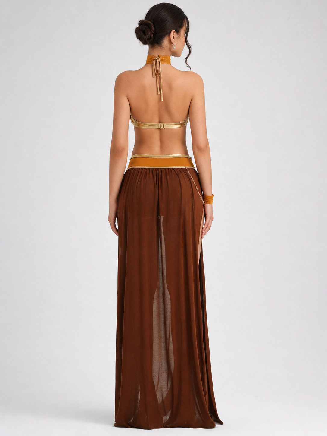 Cleopatra Costume with Chains and High Slit