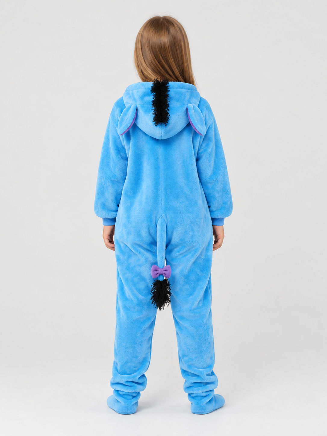 Blue Pajama Jumpsuit with Hood, Ears, and Tail