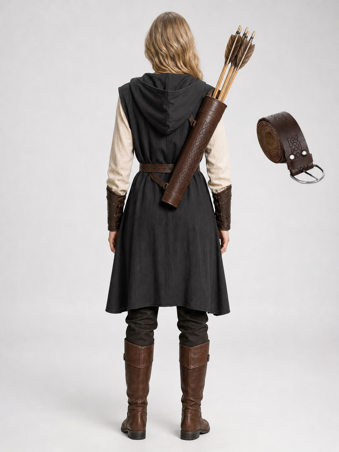 Medieval Cotton-Linen Hooded Tunic