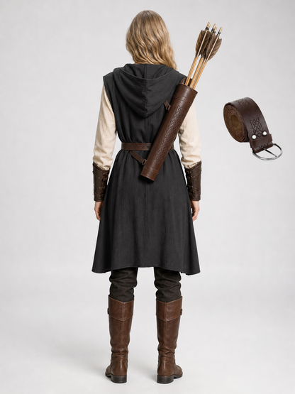 Medieval Cotton-Linen Hooded Tunic