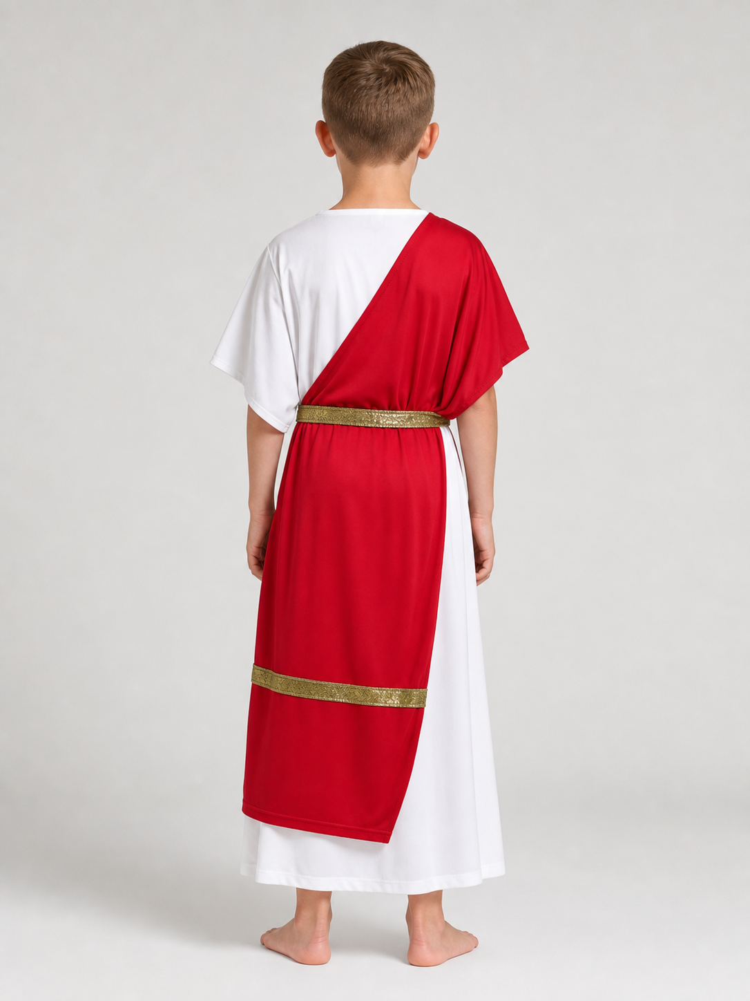 Ancient Greek Costume with Red and Gold Ribbons back view 4
