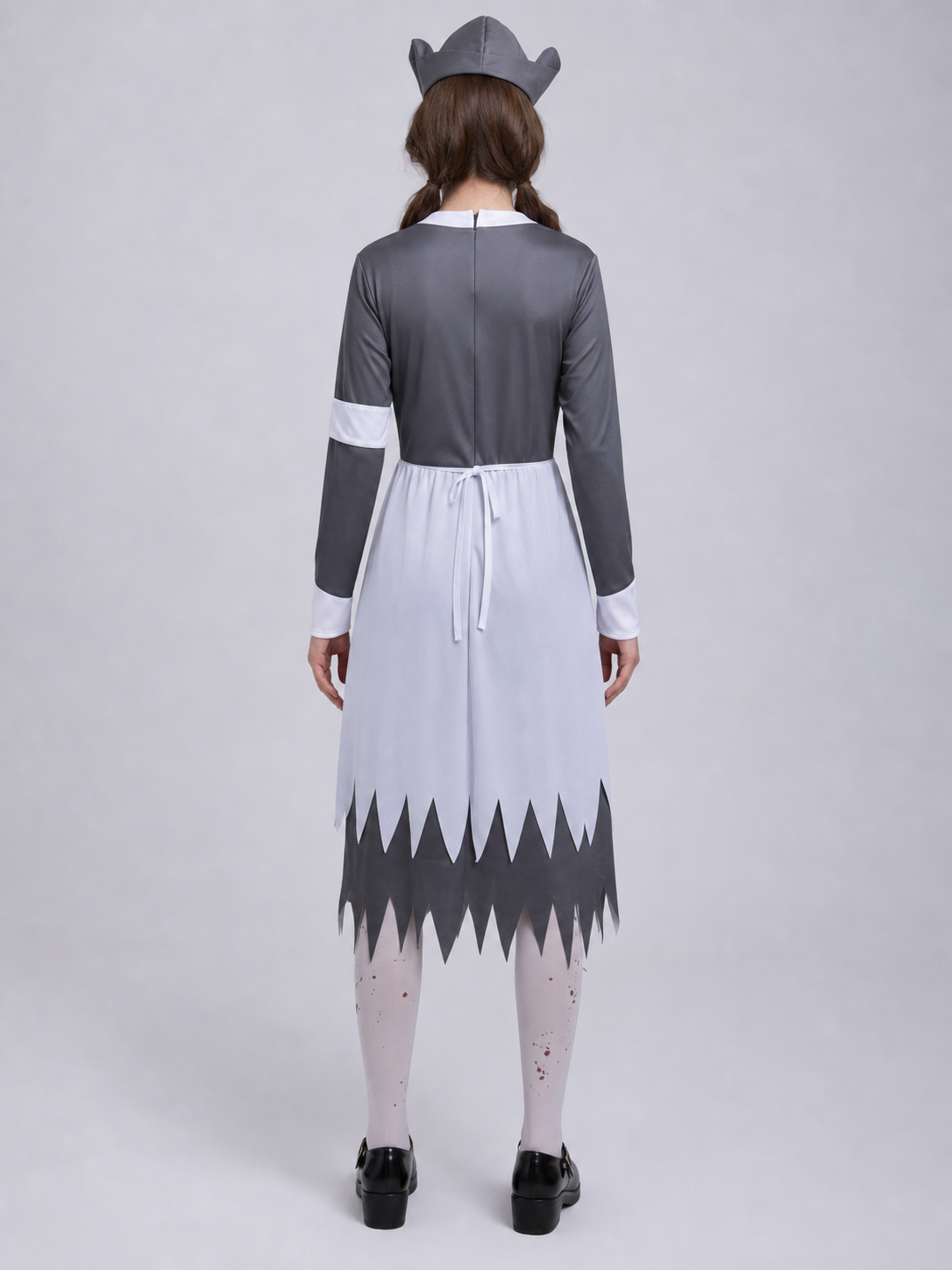 Nurse Costume with Red Crosses and Blood-Like Prints