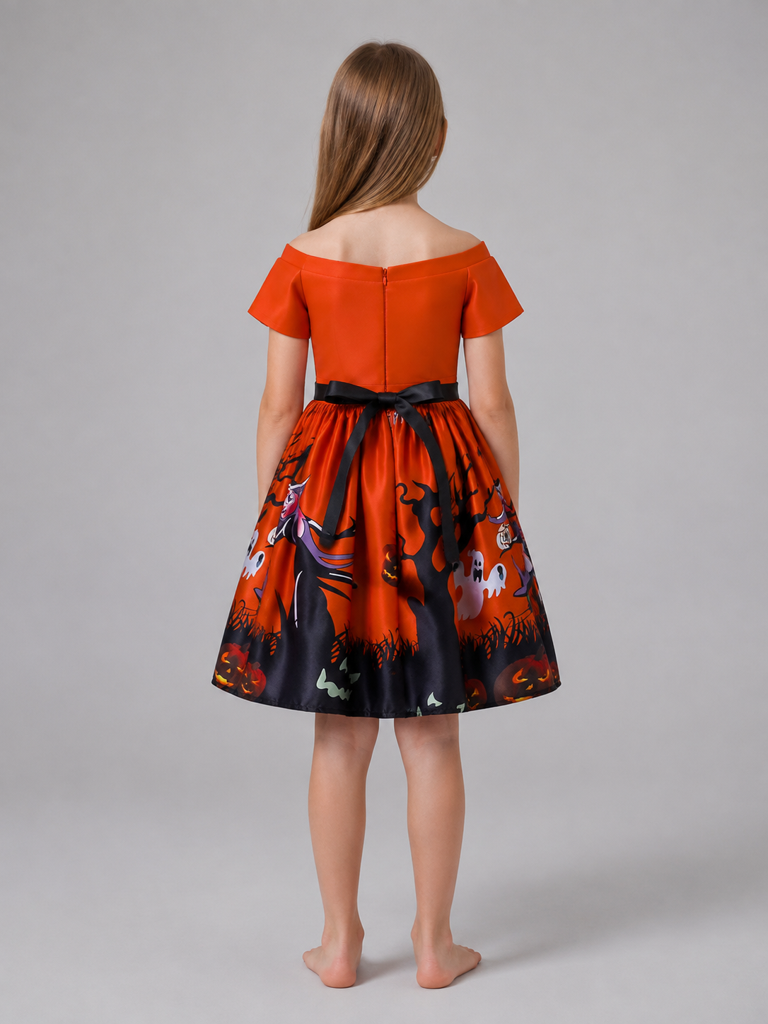 Kids' Halloween Costume Dress with Hat back view