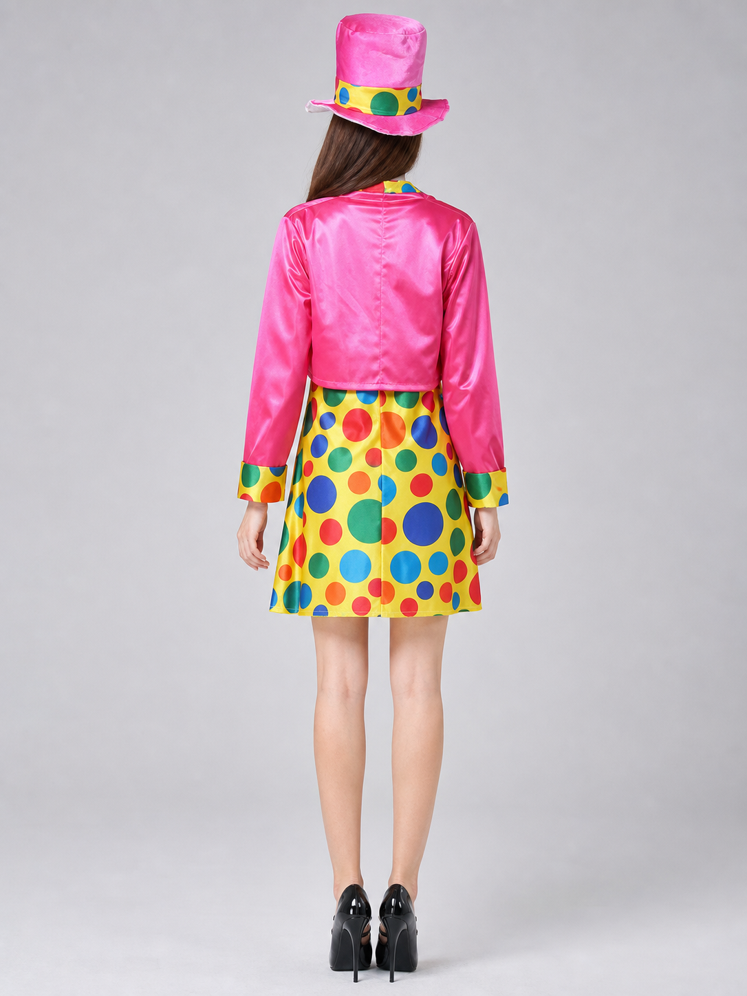 Masquerade Clown Costume with Jacket, Dress, and Hat