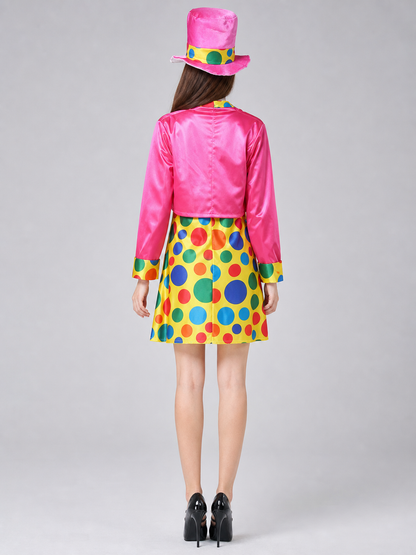 Masquerade Clown Costume with Jacket, Dress, and Hat