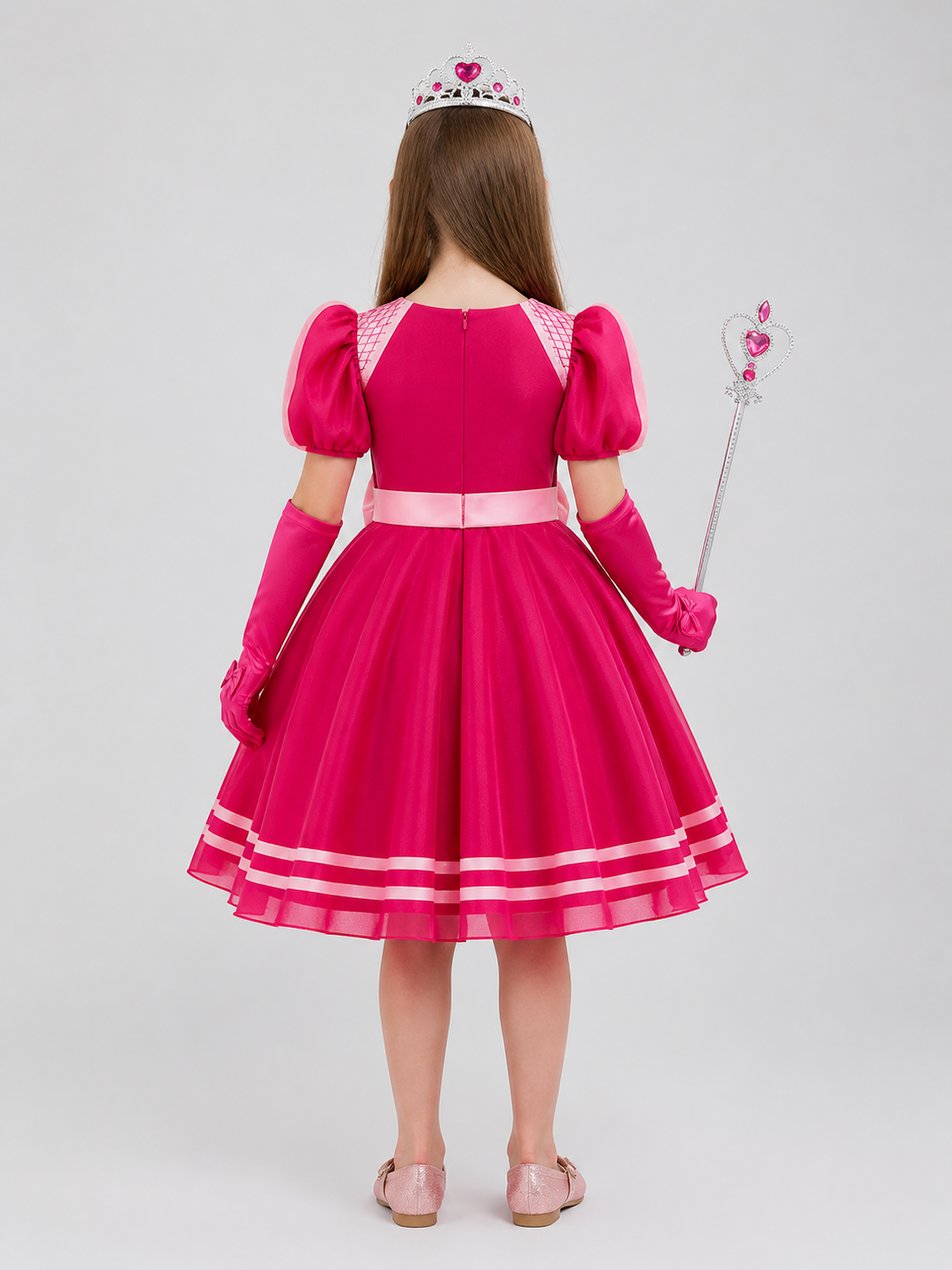Cosplay Set: Dress, Crown, Gloves, and Wand back view