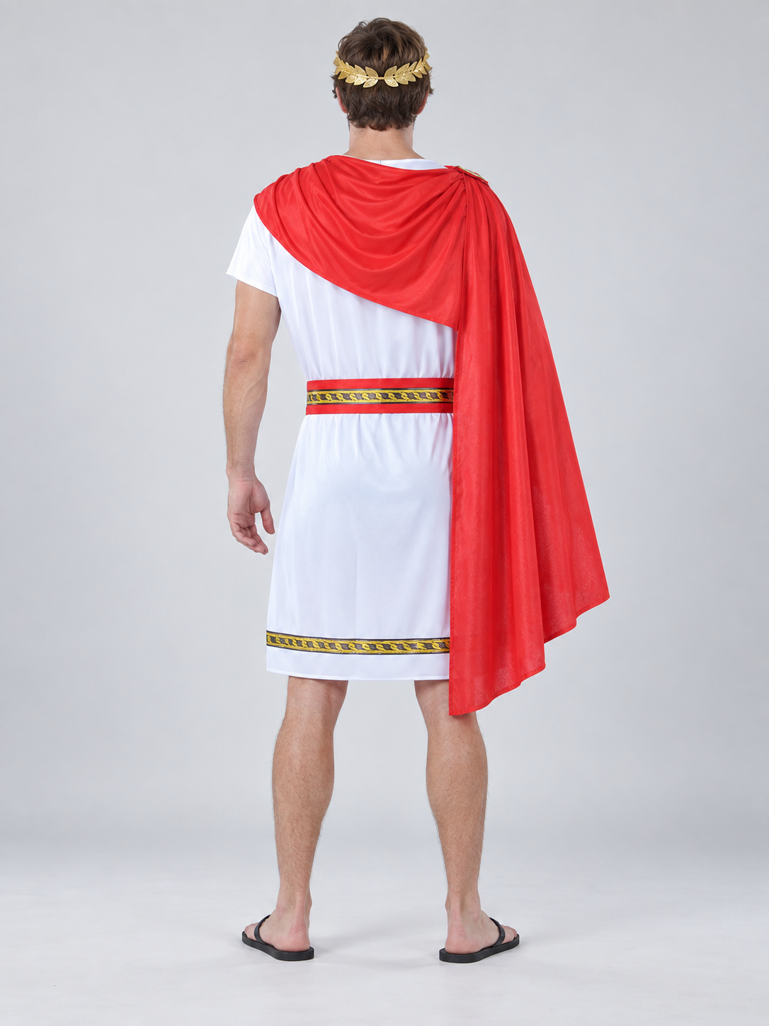 Antique-Style Carnival Costume with Red Cape back view