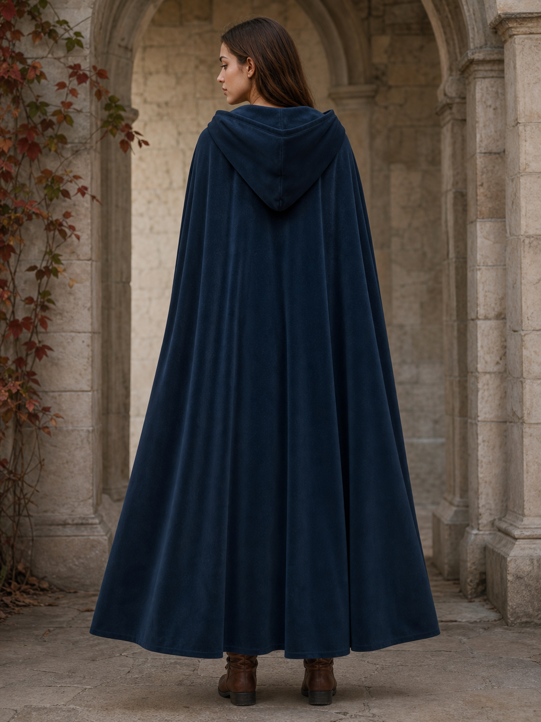 Dark Blue Hooded Costume Cloak