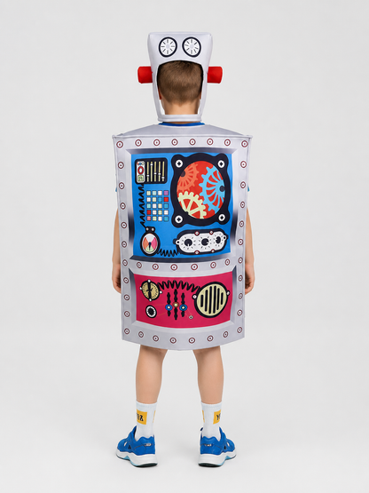 Robot Carnival Costume with Cosplay Mask back view
