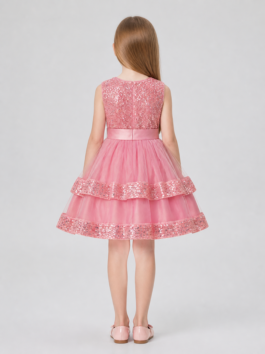 Sequined Princess Dress with Bow, Tulle Skirt back view
