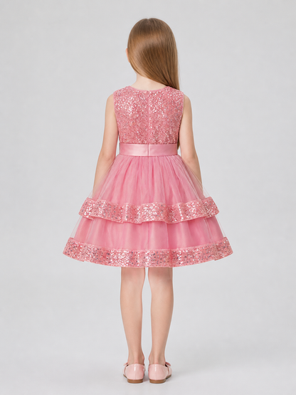 Sequined Princess Dress with Bow, Tulle Skirt back view