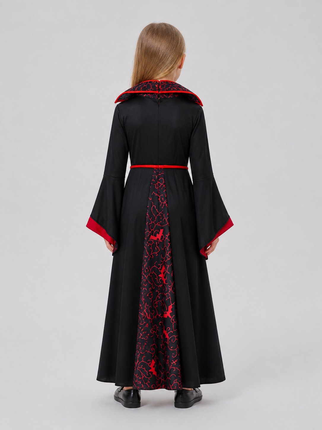 Black Halloween Vampire Dress with Wide Sleeves