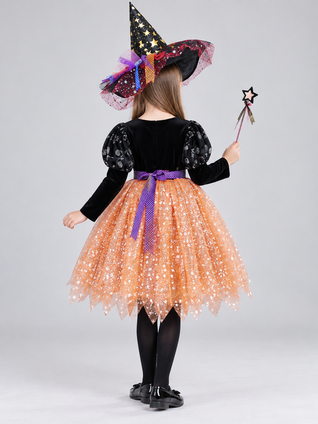 Kids' Witch Halloween Costume with Hat and Wand