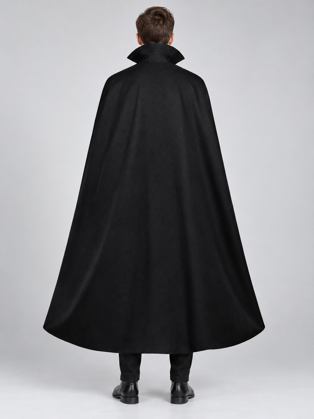 Cape Cloak with Burgundy Lining and High Collar back view