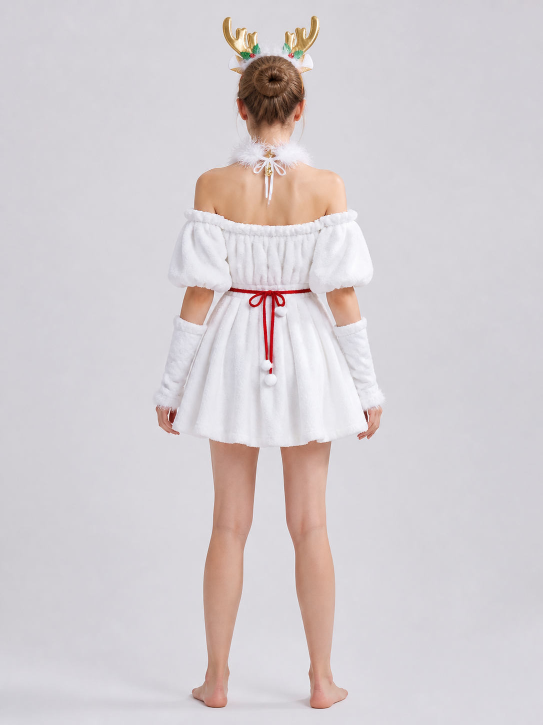 Christmas Set: Dress, Antlers, Belt, and Accessories back view