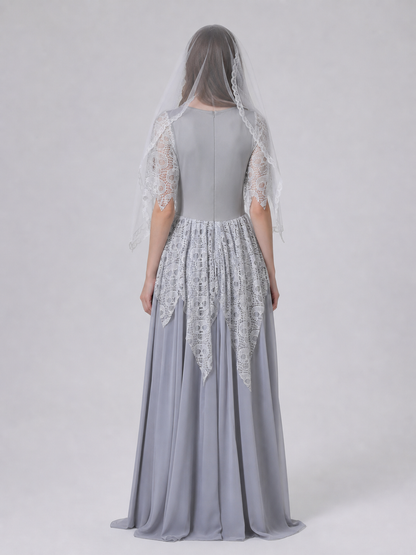 Costume: Gray Dress with White Veil