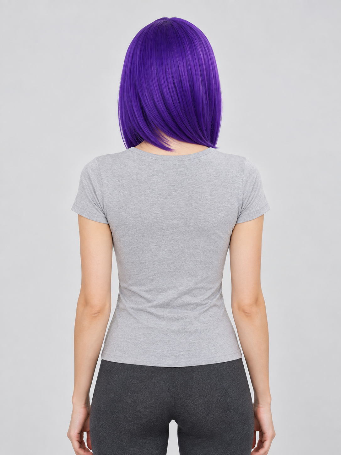 Purple Bob Cosplay Wig with Side Part back view