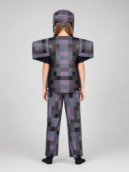 Pixel Cosplay Costume with Helmet and Sword