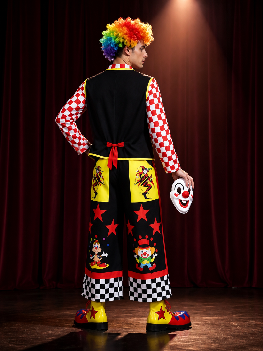 Circus Clown Costume for Stage Performances, Masquerades, and Halloween