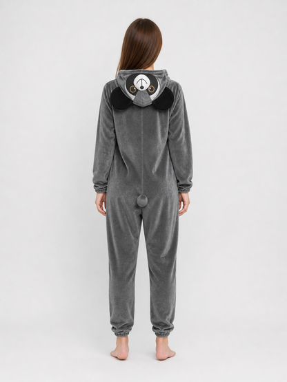 Children’s Koala Kigurumi Costume with Hood and Ears back view
