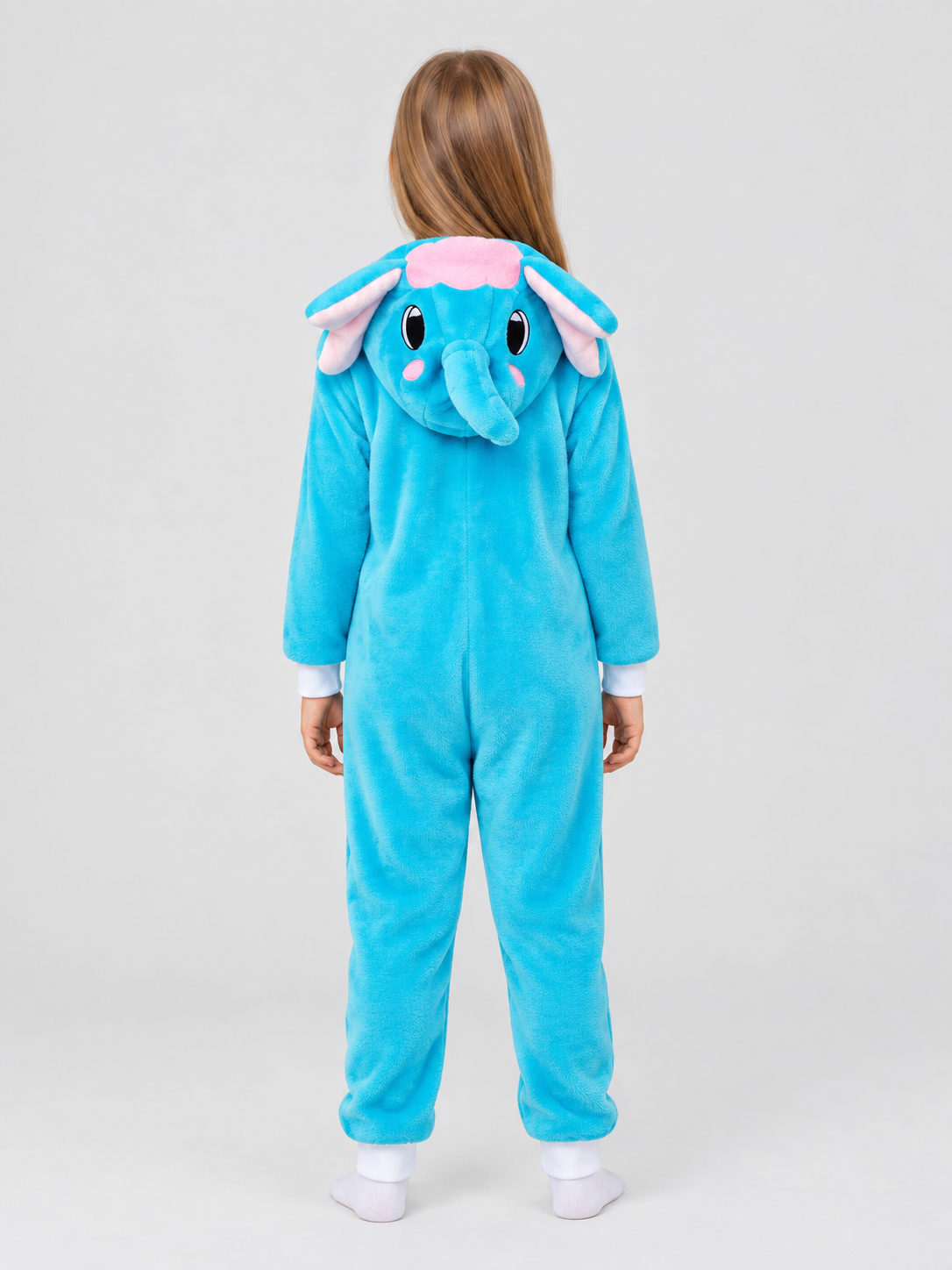 Blue Pajama Jumpsuit with Elephant Hood