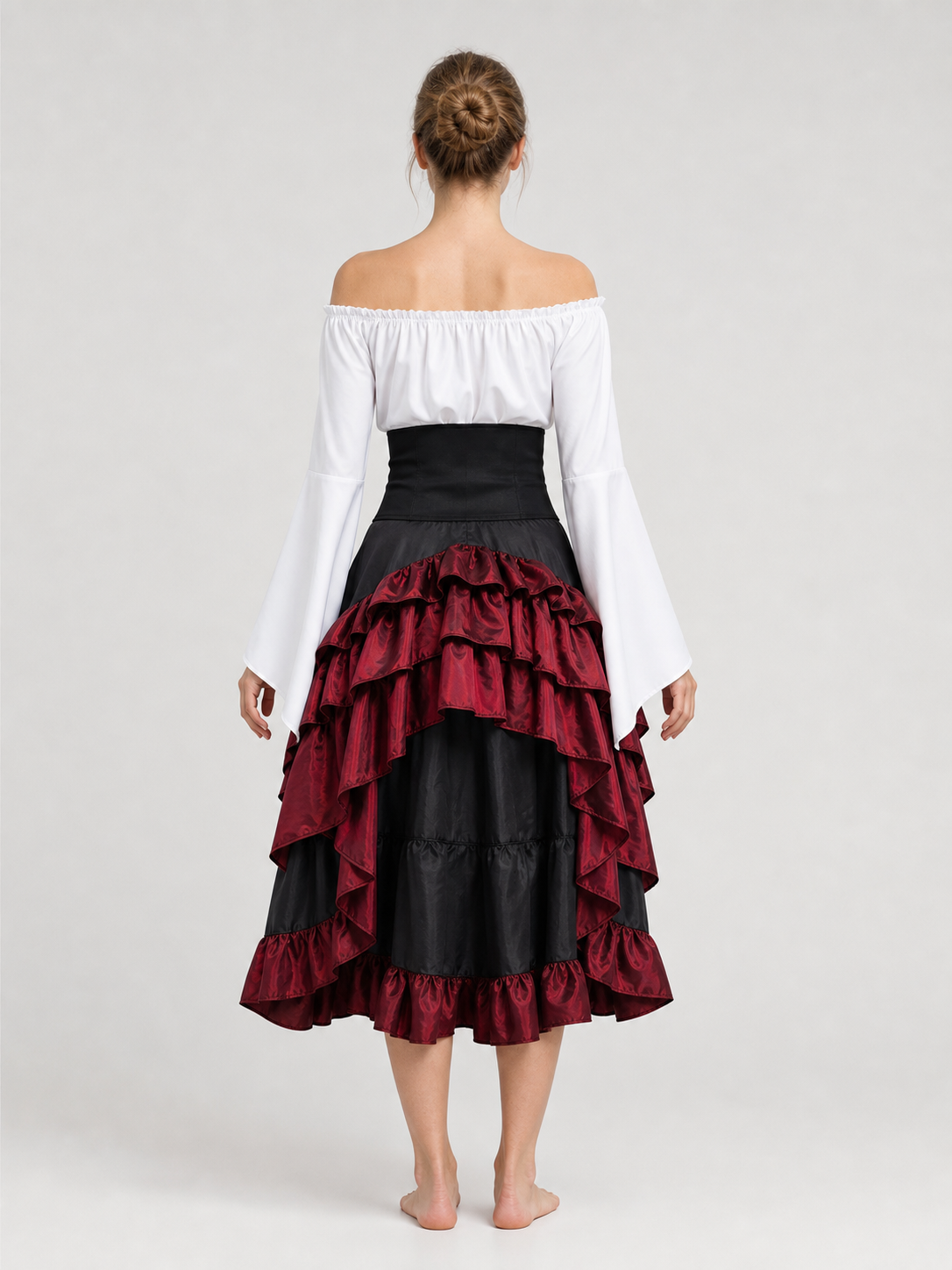 Gothic Halloween Set with an Asymmetrical Skirt back view