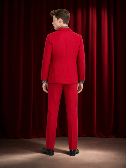 Adult Clown Circus Suit Costume Set with Red Jacket, Vest & Shirt for Halloween back view