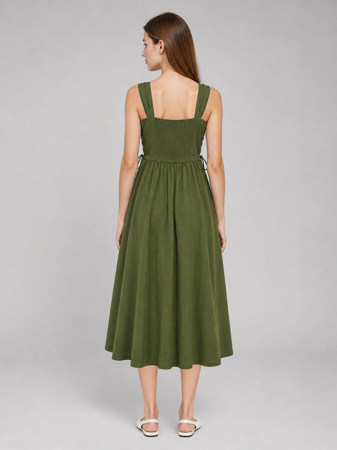 Olive Green Medieval Pinafore Dress