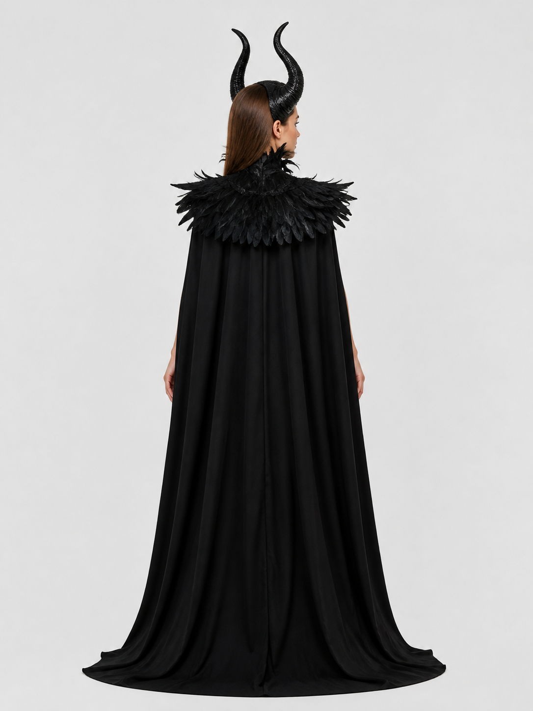 Gothic Black Two-Layer Collarless Cloak