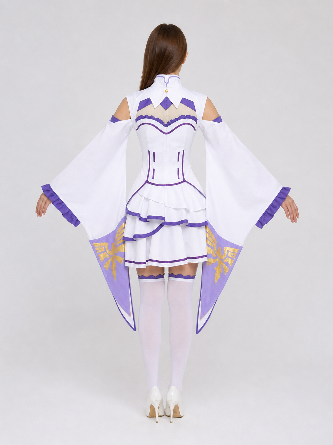 Emilia Cosplay Dress with Tiered Skirt and Wide Sleeves