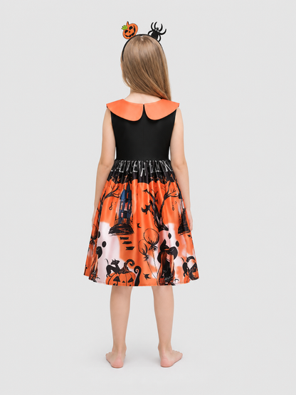 Halloween cosplay dress with a full skirt back view