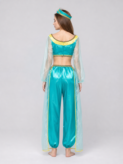 Cosplay Costume: Top, Pants, and Headpiece back view