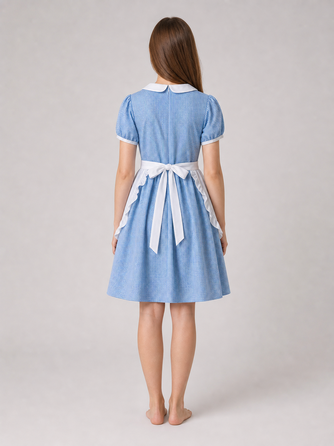 Plaid Costume Dress with Apron back view