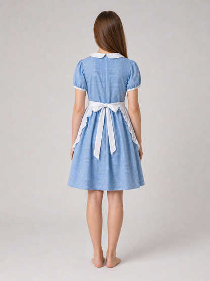 Plaid Costume Dress with Apron back view