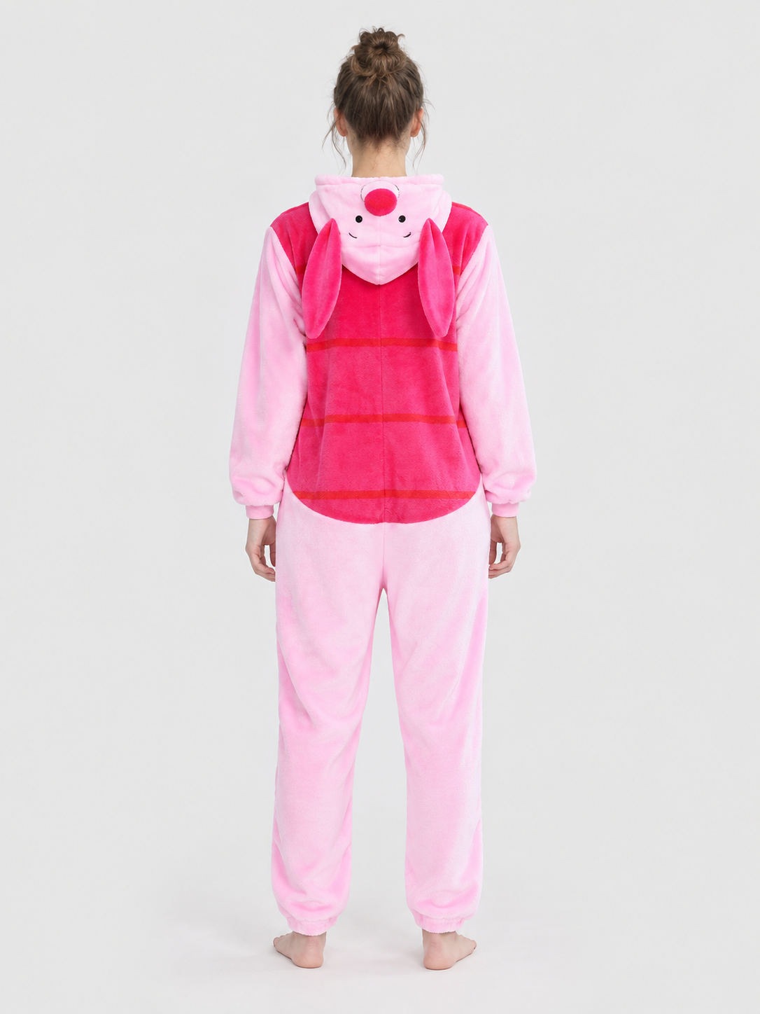 Flannel Hooded Pajama Jumpsuit with Ears