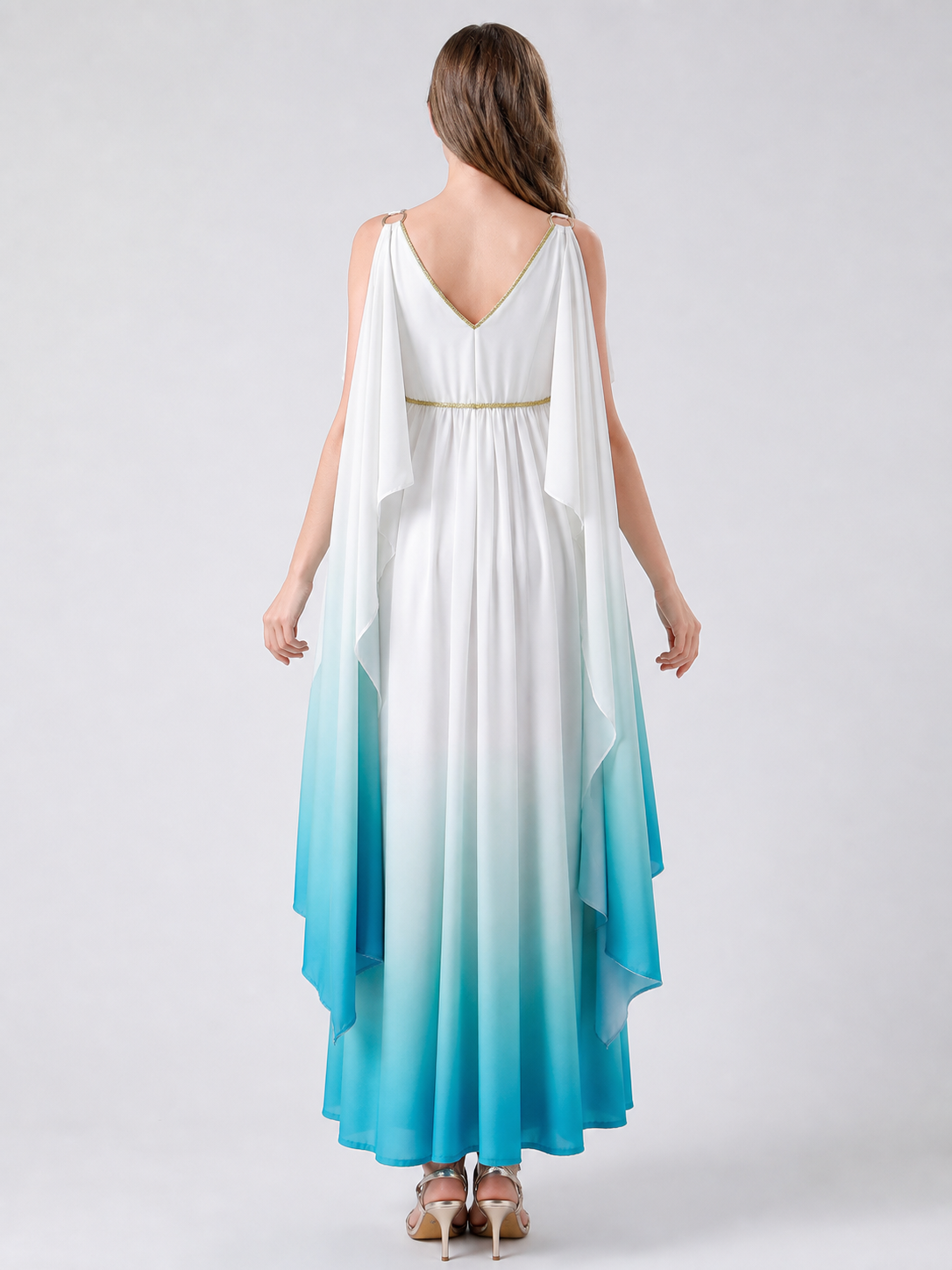 Long Gradient Cosplay Dress with Draped Details