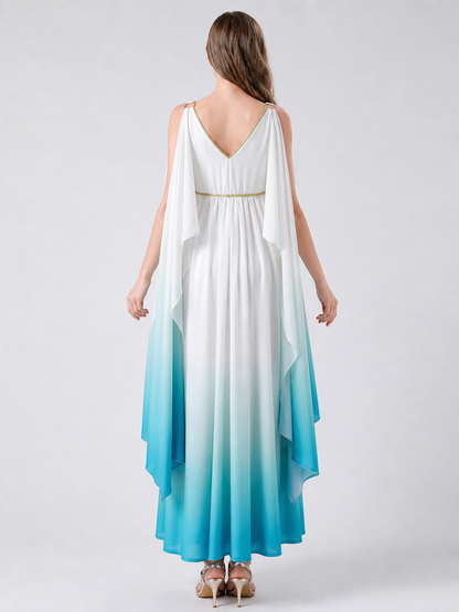 Long Gradient Cosplay Dress with Draped Details